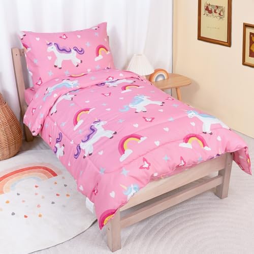 TinyPalsa 4-Piece Toddler Bedding Set, Toddler Bed Comforter Set by TinyPalsa