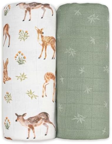 GLLQUEN BABY Muslin Swaddle Blankets 2Pk Receiving Blanket Large 35" x 40" by GLLQUENBABY