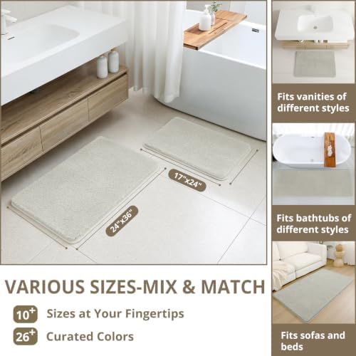 Polyester Bathroom Rug 24"x36" Light Gray, Non-Slip Soft Bath Mat - Image 3