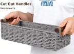 CubesLand Small Wicker Toilet Basket Tray Organizer W/Cut Out Handle - Image 4