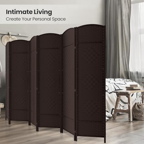 6 Panel Folding Room Divider, Woven Privacy Screen - Image 4