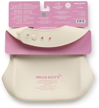 JuJuBe x Hello Kitty Baby Bib, Soft Silicone, Cherry Blossoms, Adjustable Fit - Image 3