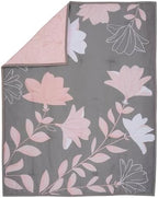 Lambs & Ivy Petals Gray/Pink Sateen Cotton Floral 3-Piece Baby Crib Bedding Set - Image 3