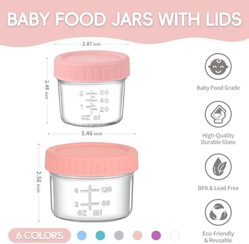 Dehov 6-Set 4&8 OZ Glass Baby Food Storage Containers, Baby Food Jars - Image 2
