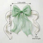 2 Pack French Lace Bow Curtain Tiebacks, Mint Green - Image 3