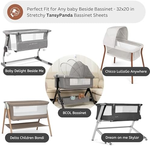 Muslin Bassinet Sheets for Baby Delight Beside Me, Chicco LullaGo, Delta - Image 2