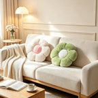 2 Pcs Flower Floor Cushions, Cute Green White Decorative Throw Pillows - Image 2
