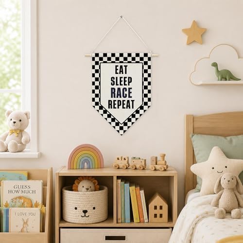KYTWSFWS Race Car Boys Room Wall Art Pennant Flag, Kids Playroom Wall Decor - Image 4