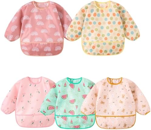 Long Sleeved Bibs, Baby Feeding Smock 6-30 Months by Hafftnun