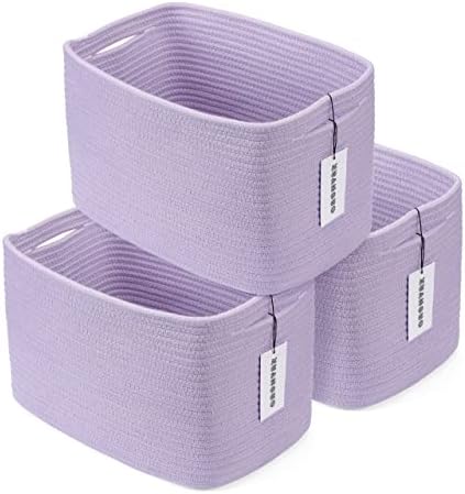 XUANGUO Woven Cotton Rope Storage Baskets 15x10x9.3" 3 Pack Purple Lavender by XUANGUO