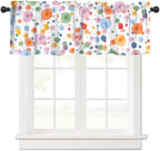 Watercolor Round Points Valance, Abstract Geometric Rainbow Orange Pink Purple by JanJCurt