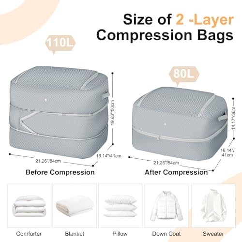 Comforter Storage Bag - 110L Large Capacity Blanket Storage Bags 2-Layer Ultra - Image 2