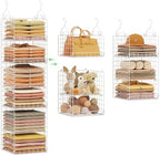 4-in-1 Hanging Closet Organizers and Storage, 4 Hooks 2 Adjustable Dividers by Yuyetuyo