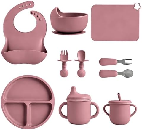 Silicone Baby Feeding Set 10 Pcs, Baby feeding essentials by JELLDJKSiliconeBabyFeeding