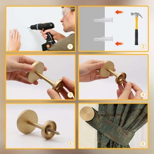Curtain Tiebacks 2 Pack Curtain Holdbacks Zinc Alloy Curtain Tiebacks Wall - Image 4