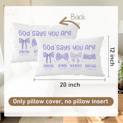 Purple Pillow Cover 12x20, Bow Coquette Room Decor - Image 5