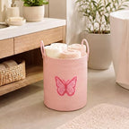 LemonRoad Butterfly Laundry Hamper Large Cotton Rope Storage Basket - Image 4