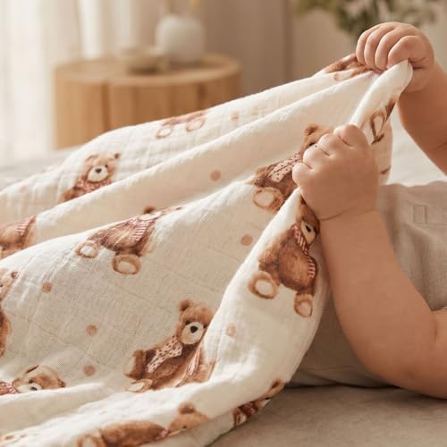 Muslin Swaddle Blankets for Newborn, Cotton Receiving Blanket - Image 4