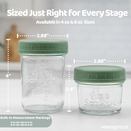 WeeSprout Glass Baby Food Storage Jars w/ Lids Snack, Reusable Small Containers - Image 2