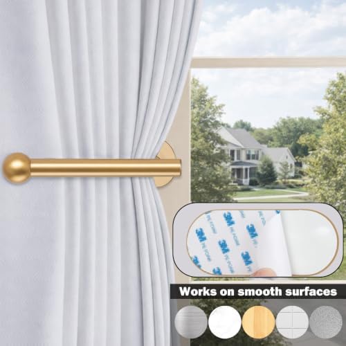 2 Pack Curtain Holdbacks, Adhesive Curtain Tiebacks, Wall Mounted Curtain Hooks - Image 4