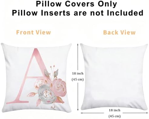 Pink Throw Pillow Covers Cute Alphabet Decorative Cushion Covers Square Letter - Image 4