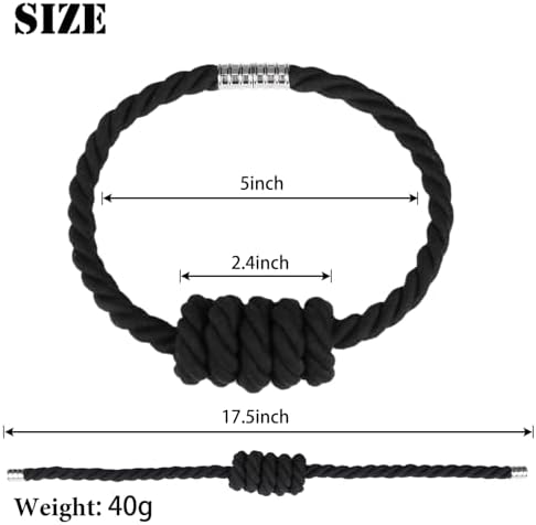 BEL AVENIR Magnetic Cotton Curtain Tiebacks 2 Pack Hand-Woven Curtain Ties - Image 2