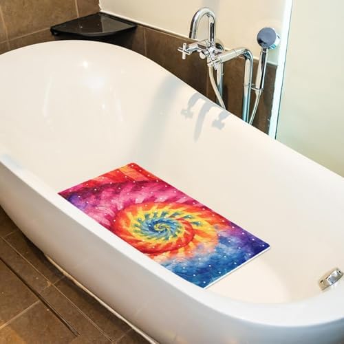 Shower Mat Non Slip 26.8 x 15.1 Inches, Tie Dye Bathtub Mat Shower Stall Mats - Image 5