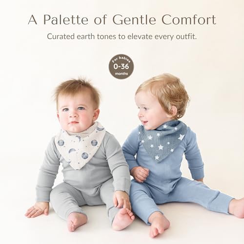 Konssy 10 Pack Baby Muslin Bandana Bibs - Image 4