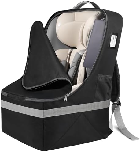 Padded Car Seat Travel Bag for Airplane, Carseat Bags for Air Travel Black by Welcome