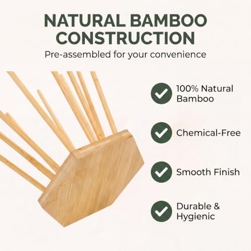 Elsjoy Set of 2 Plastic Bag and Bottle Drying Racks, Countertop Kitchen Bamboo - Image 4