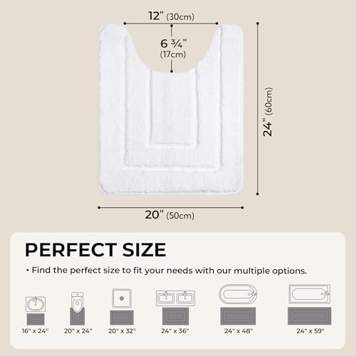 GRANNY SAYS White U Shaped Toilet Rug 20" x 24", Non-Slip Bath Mat - Image 2