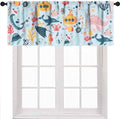 Blue Kids Curtains Valance, Cartoon Underwater Animals Sharks Turtles Nature by Unknown