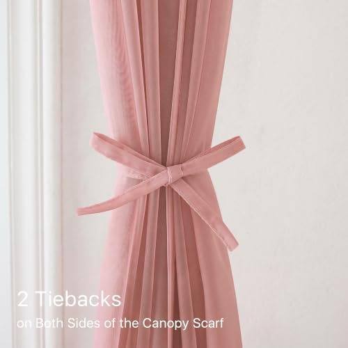 NICETOWN Coral Pink Bed Canopy for Girls Room - Image 5