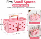Pink Portable Shower Caddy, Plastic Basket Organizer - Image 2