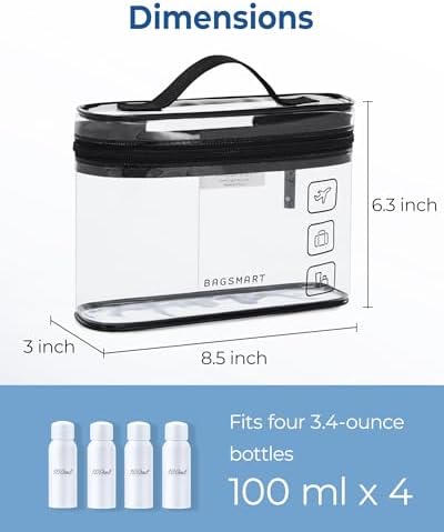 BAGSMART TSA Approved Toiletry Bag, 2 Pack Clear Makeup Cosmetic Bag Organizer - Image 4
