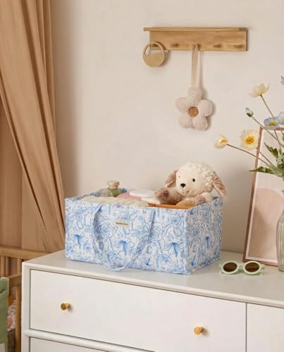 Quilted Fabric Storage Basket Floral Baby Diaper Caddy Quilted Basket Organizer - Image 4