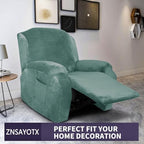 ZNSAYOTX Stretch Velvet Recliner Cover 4-Pieces, Thick Soft Recliner Chair - Image 2