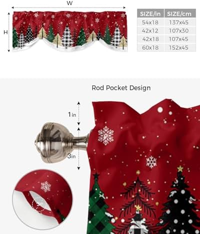 Red Merry Christmas Blackout Tie Up Valance Curtains - Image 6