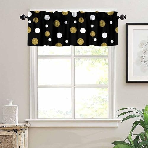 Polka Dot Window Valance, Small Gold Dots White Circles Modern Geometric - Image 2