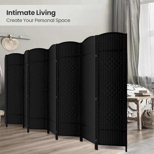 8 Panel Folding Room Divider, Woven Privacy Screen - Image 4