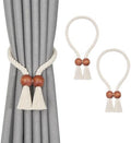 NICEEC 2 Pack Wooden Ball Magnetic Curtain Tiebacks Boho Home Decor Drape Tie by NICEEC