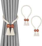 NICEEC 2 Pack Wooden Ball Magnetic Curtain Tiebacks Boho Home Decor Drape Tie by NICEEC