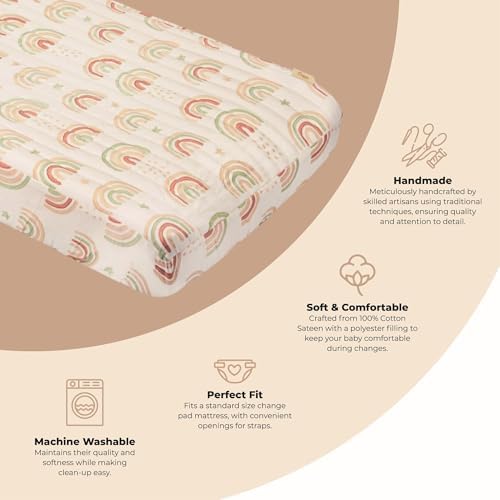 Crane Baby Quilted Changing Pad Cover, 100% Cotton Sateen, 16 X 32, Secure - Image 2