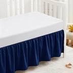 SiinvdaBZX Navy Blue Crib Skirt Dust Ruffle, Microfiber Crib Bed Skirt by SiinvdaBZX