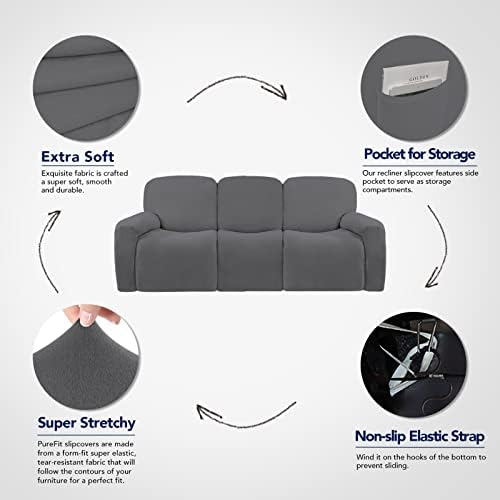 PureFit Super Stretch 3 Seats Recliner Sofa Couch Cover - Image 3