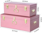 Vixdonos Decorative Large Metal Box Storage Trunk Chest Set of 2 College Dorm - Image 2