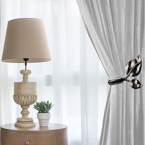HIKMLK Leaf Shaped Curtain Tieback Holdbacks 2pcs, Handmade Metal Curtain Side - Image 4