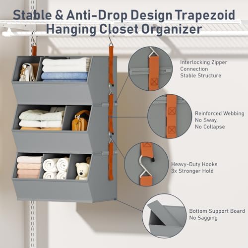 Hanging Closet Organizer Extra Large, Clothes Hanging Shelves - Image 4