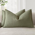 Foindtower Decorative Linen Lumbar Throw Pillow Covers 12x20 Olive Branch by Foindtower