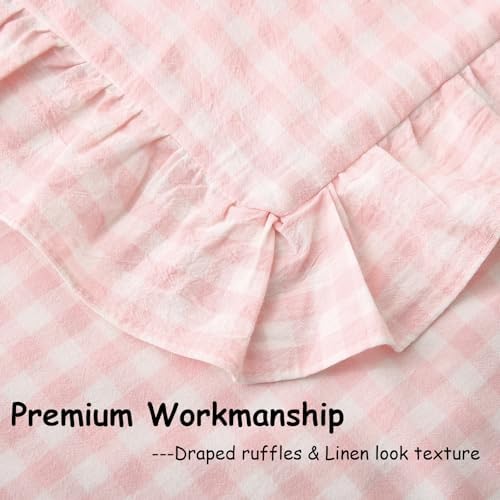 2 Pack Blush White Gingham Ruffle Throw Pillow Covers 18''x18'' - Image 6